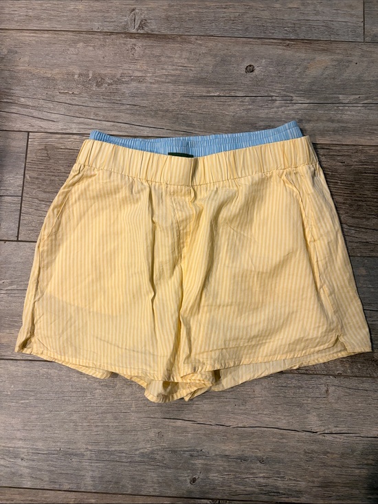 Daily Drills Pants - Daily Drills layered boxer shorts w/pockets LEMONADE yellow & blue stripe sz M/L